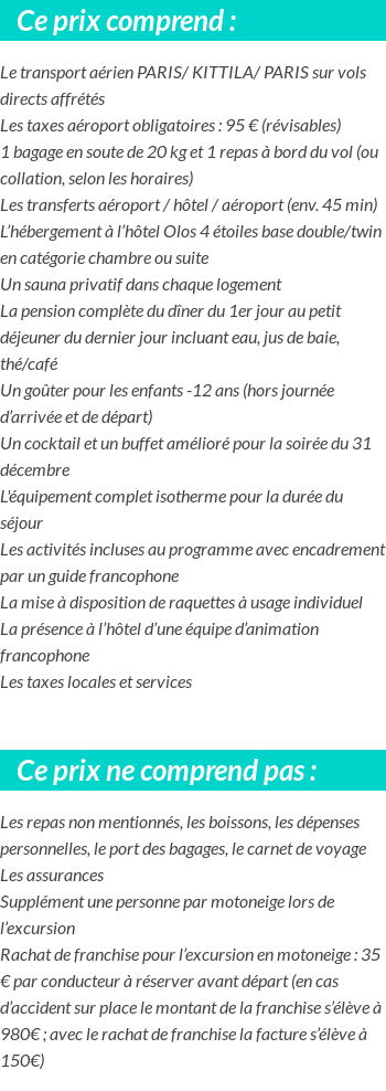 Conditions tarifaires