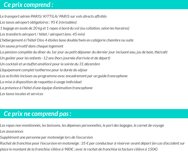Conditions tarifaires