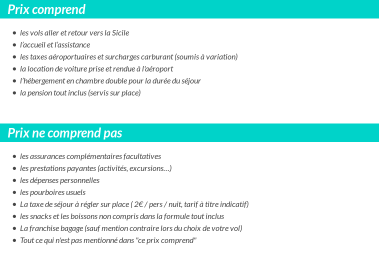 Conditions tarifaires