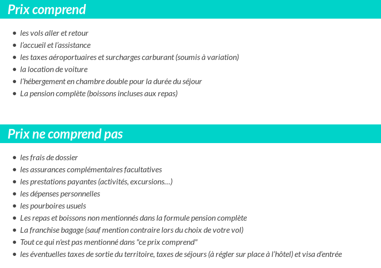 Conditions tarifaires