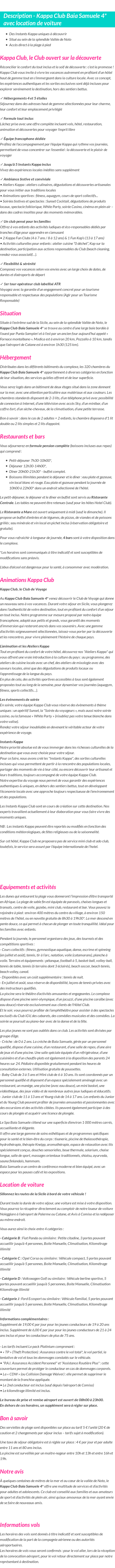 Détails du séjour