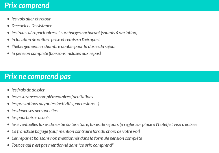 Conditions tarifaires