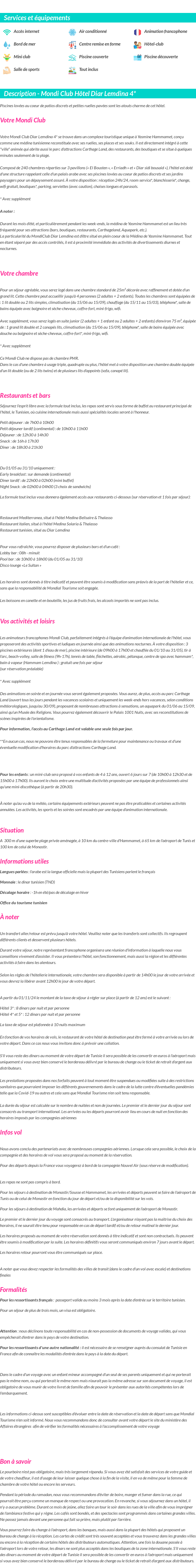 Détails du séjour
