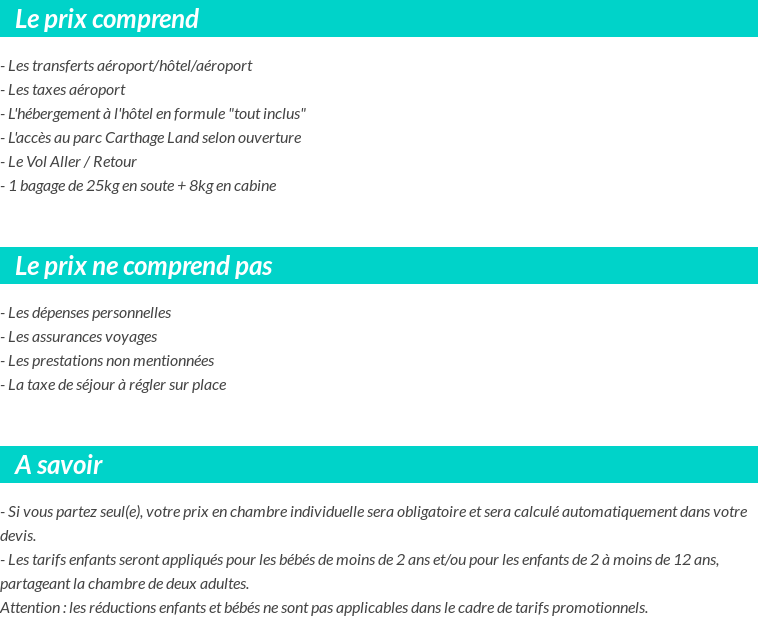 Conditions tarifaires
