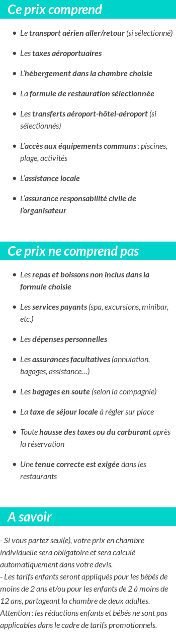 Conditions tarifaires
