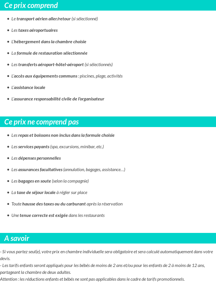 Conditions tarifaires