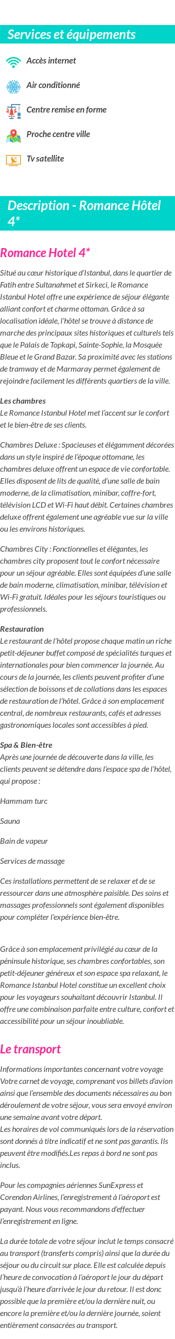 Détails du séjour