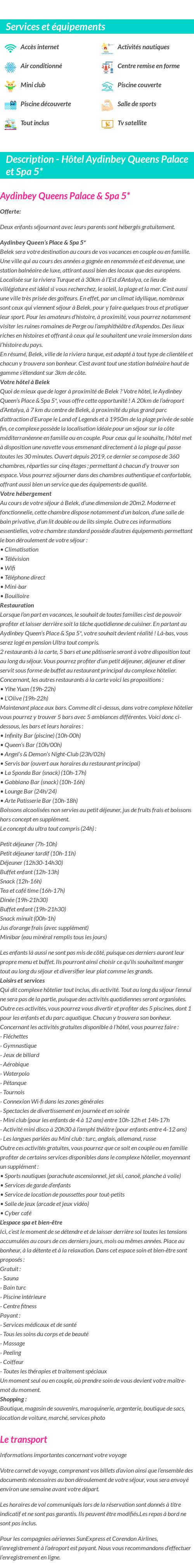 Détails du séjour