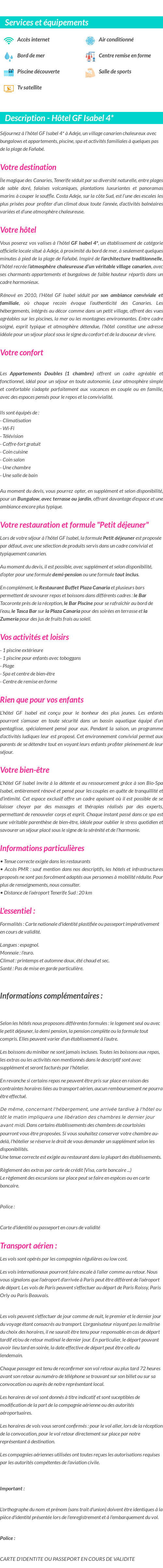 Détails du séjour