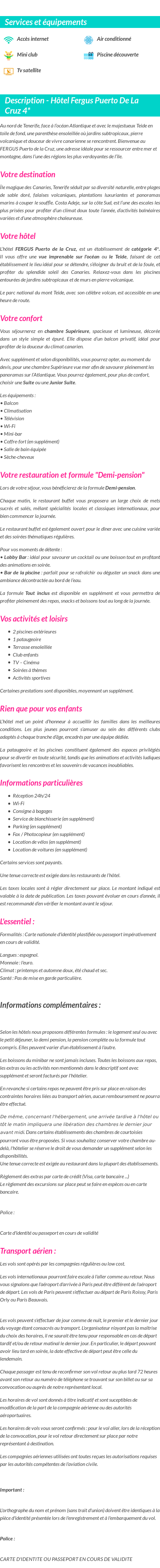 Détails du séjour