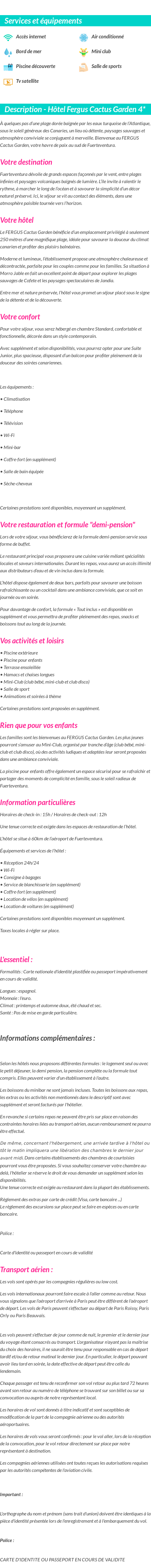 Détails du séjour