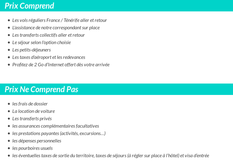 Conditions tarifaires