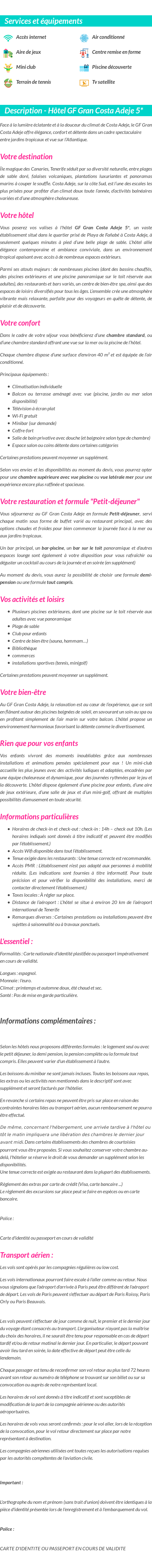 Détails du séjour