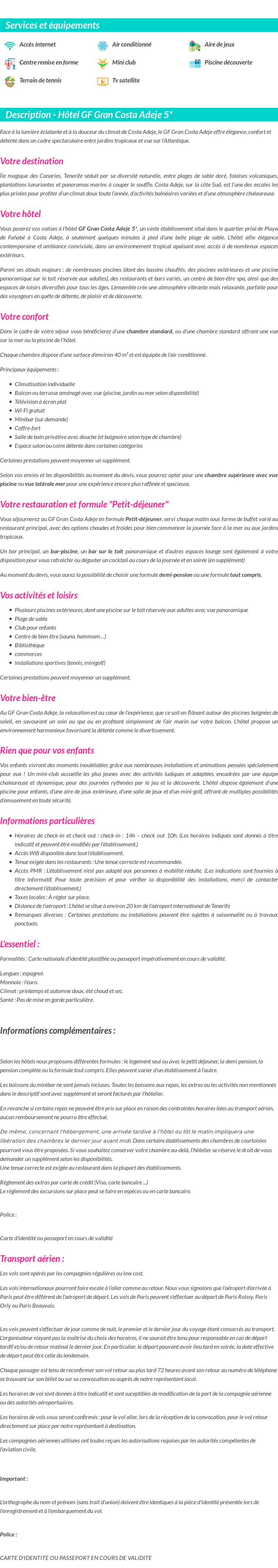Détails du séjour