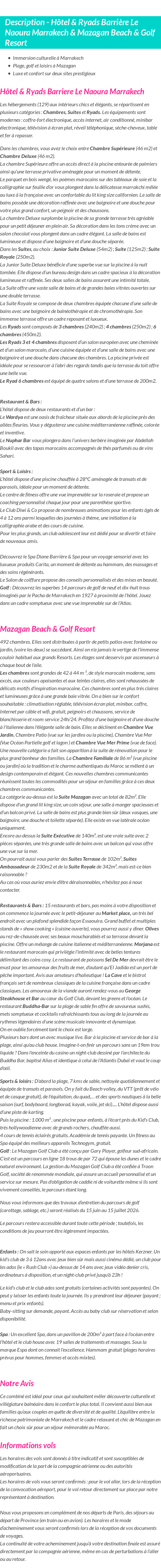 Détails du séjour