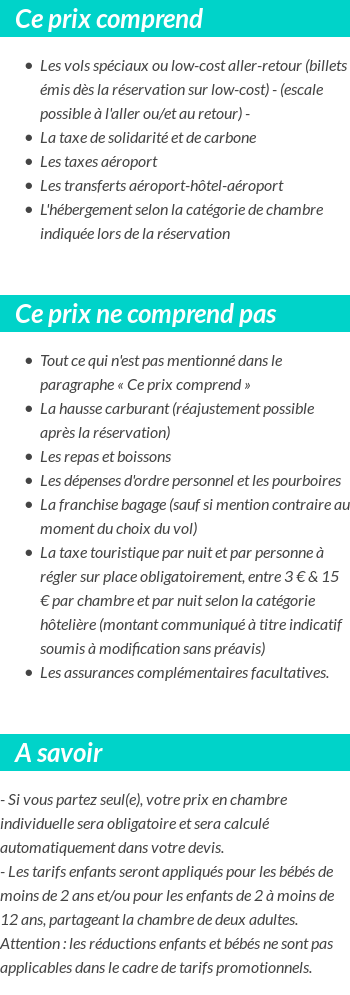 Conditions tarifaires