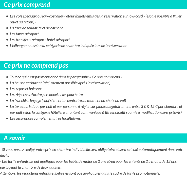 Conditions tarifaires