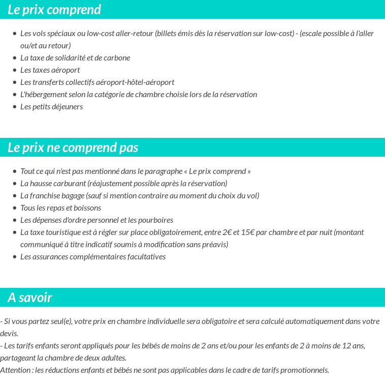Conditions tarifaires