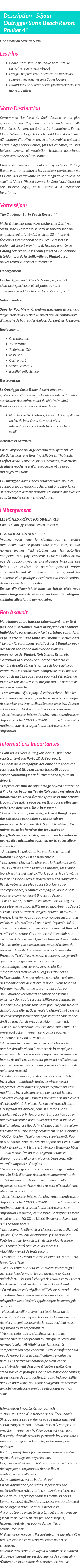 Détails du séjour