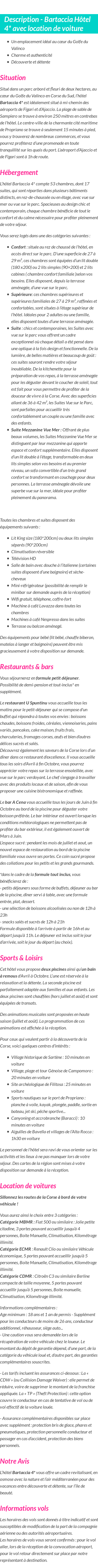 Détails du séjour