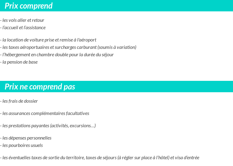 Conditions tarifaires