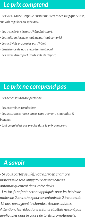 Conditions tarifaires