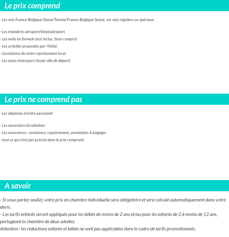 Conditions tarifaires