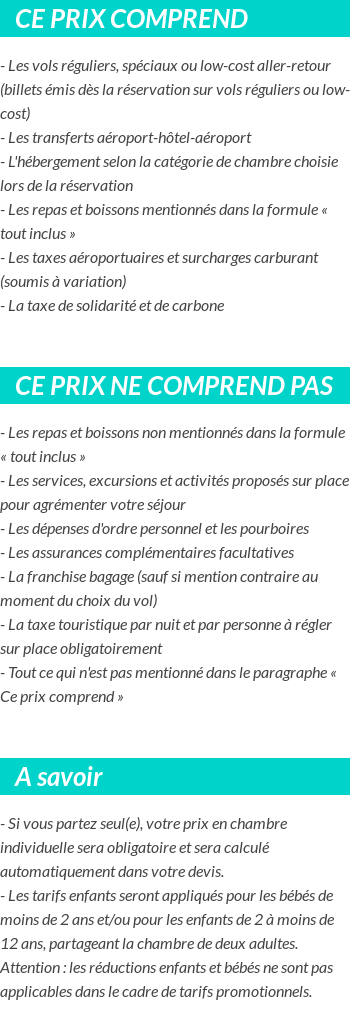 Conditions tarifaires