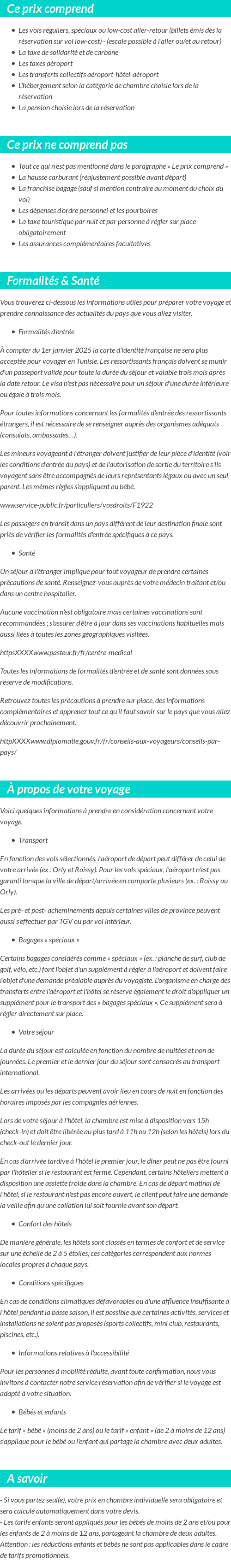 Conditions tarifaires