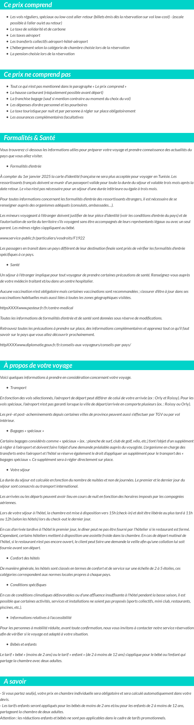 Conditions tarifaires