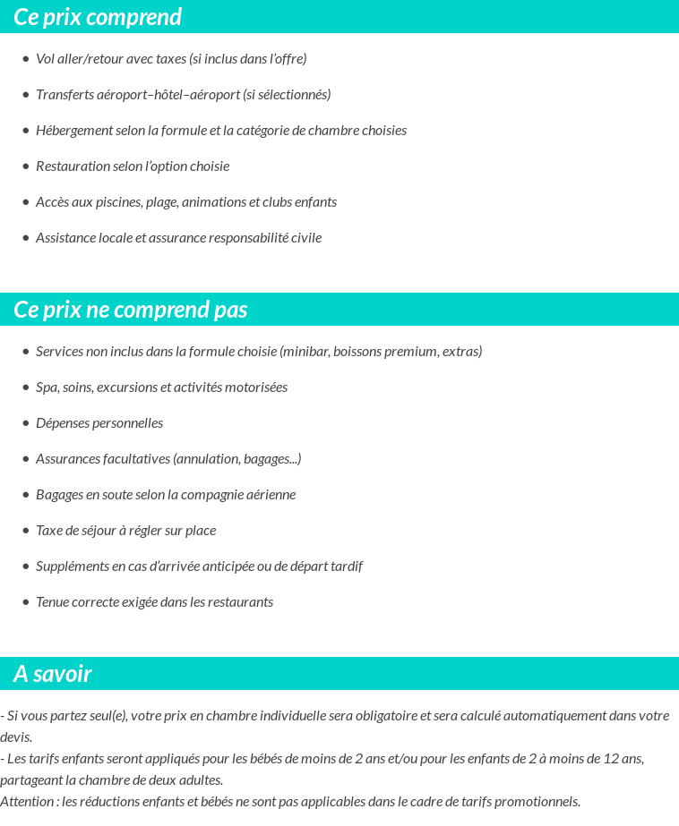Conditions tarifaires