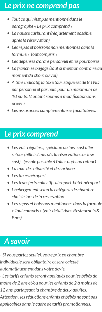 Conditions tarifaires