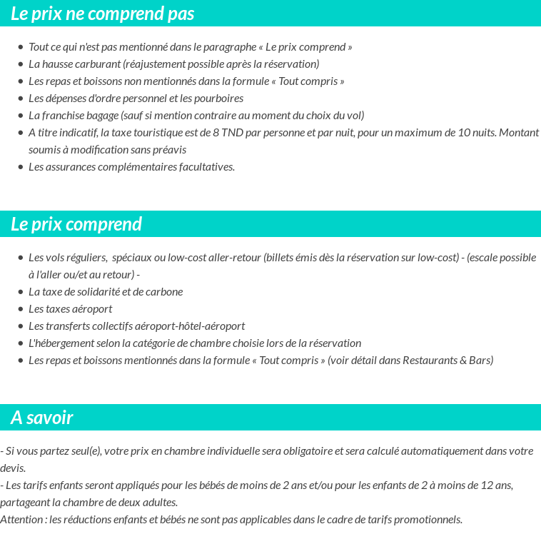 Conditions tarifaires