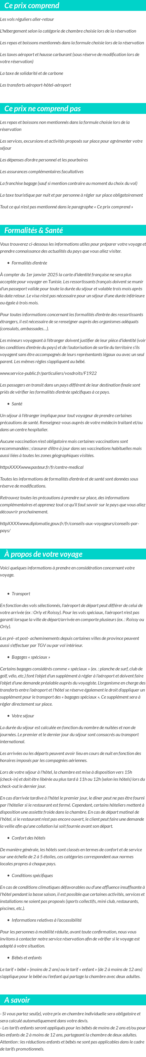 Conditions tarifaires