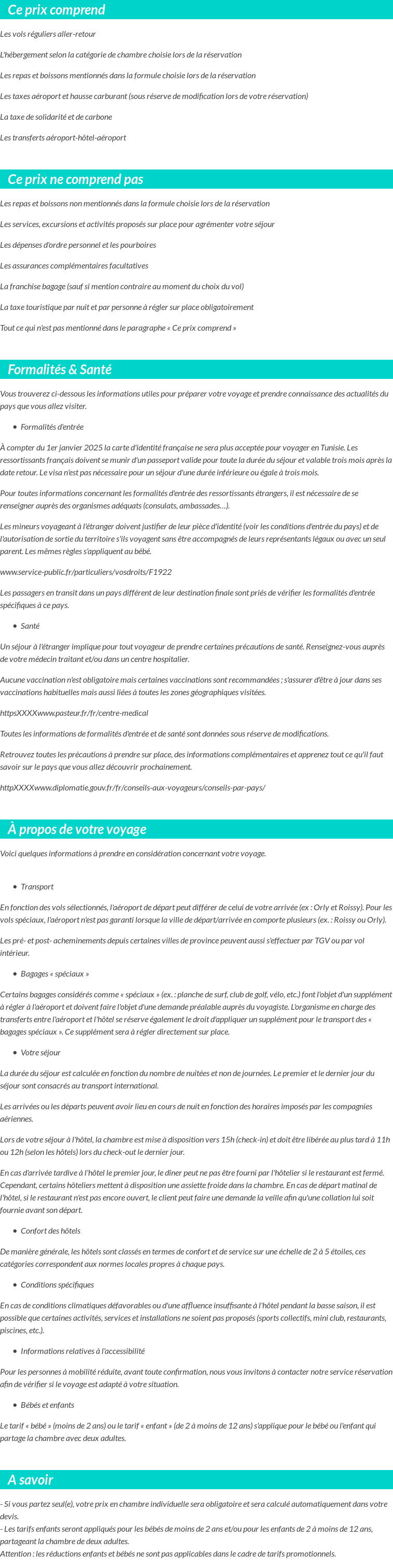 Conditions tarifaires