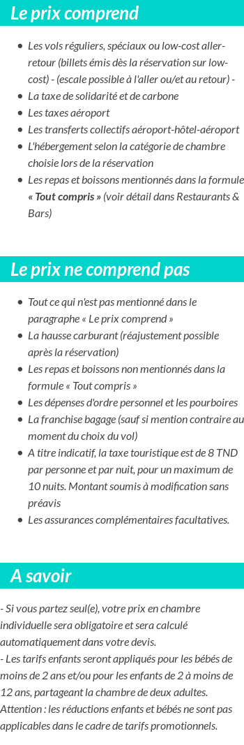 Conditions tarifaires