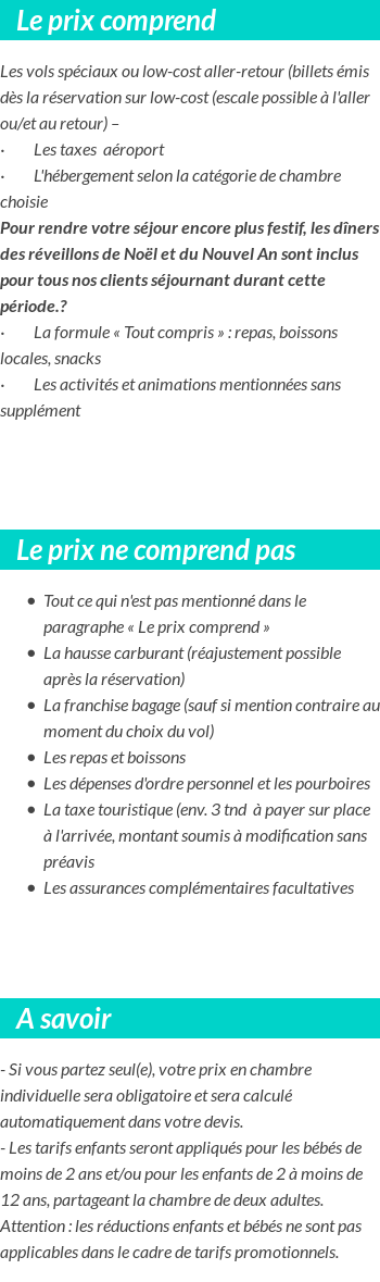 Conditions tarifaires