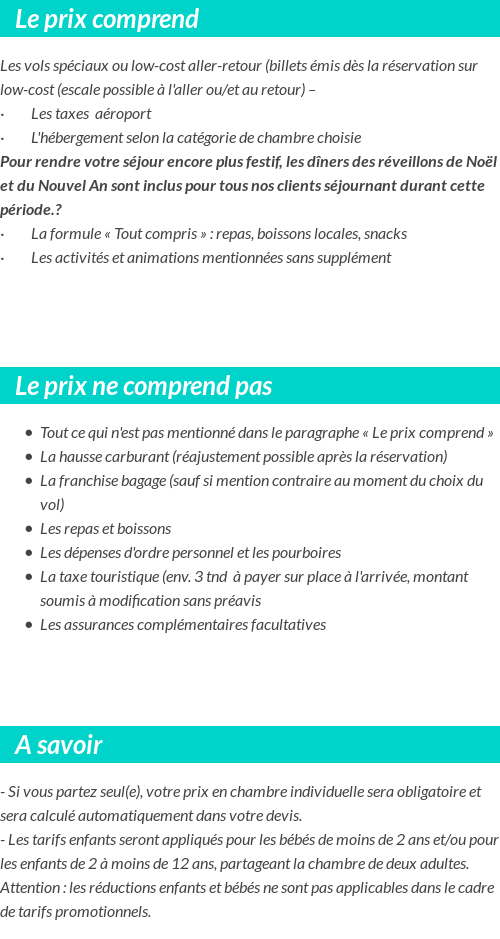 Conditions tarifaires