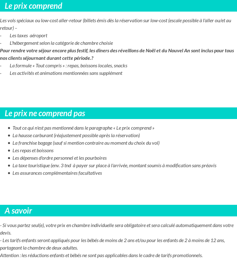 Conditions tarifaires