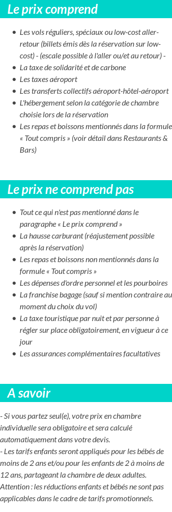 Conditions tarifaires