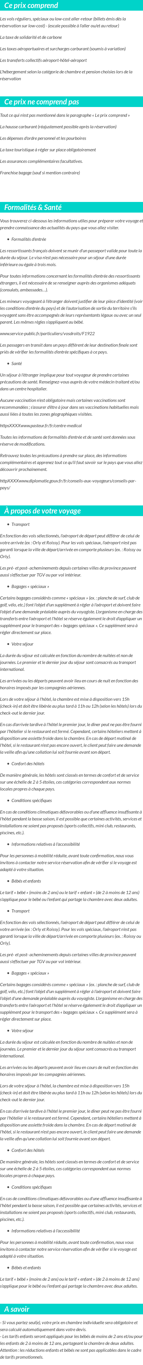 Conditions tarifaires