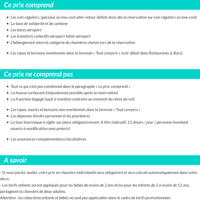 Conditions tarifaires