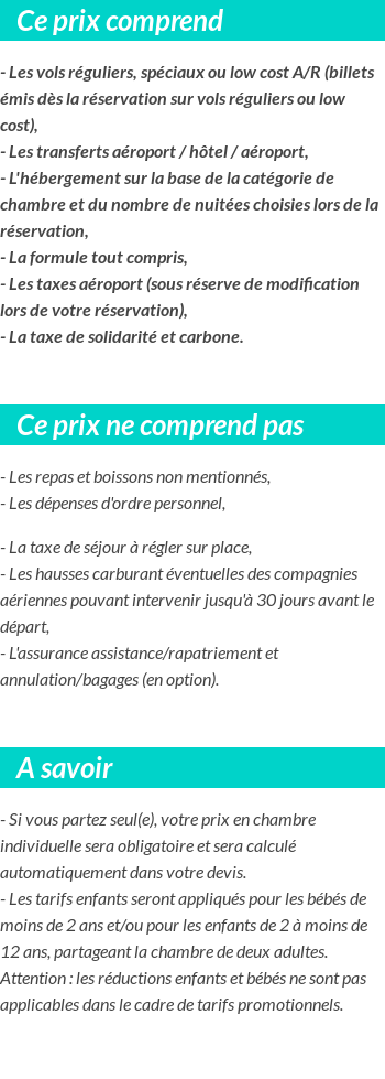 Conditions tarifaires