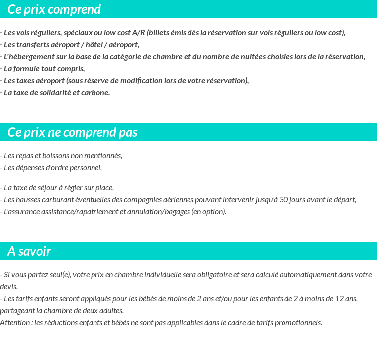 Conditions tarifaires