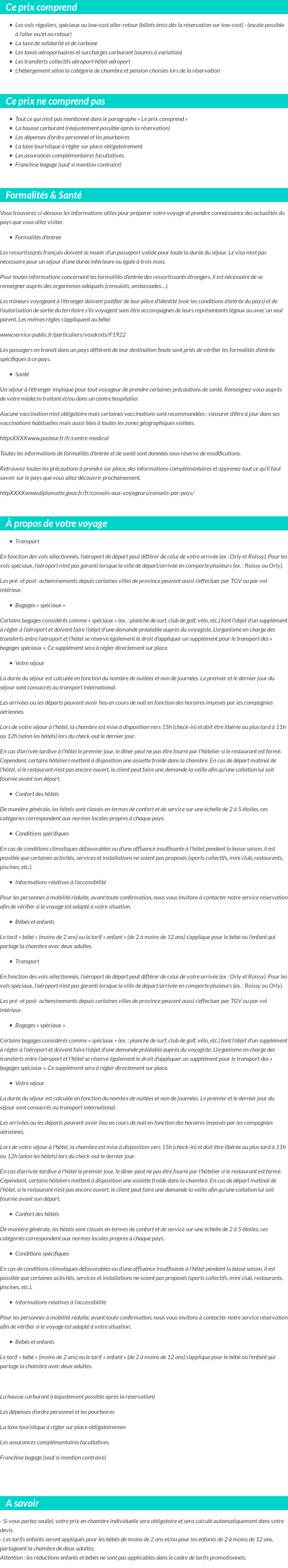 Conditions tarifaires