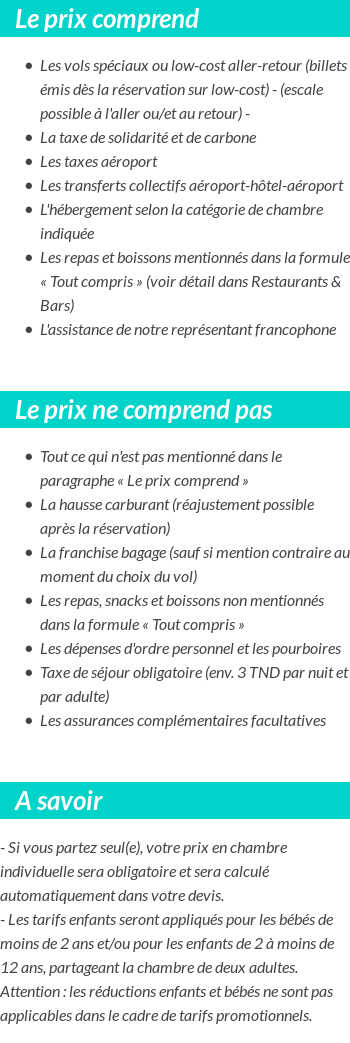Conditions tarifaires