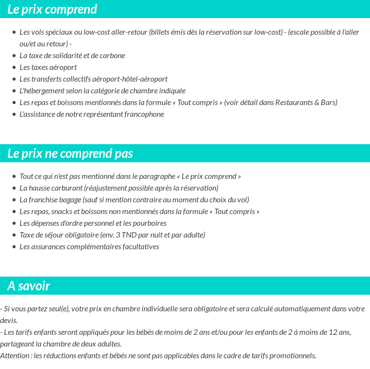 Conditions tarifaires