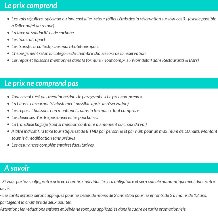 Conditions tarifaires