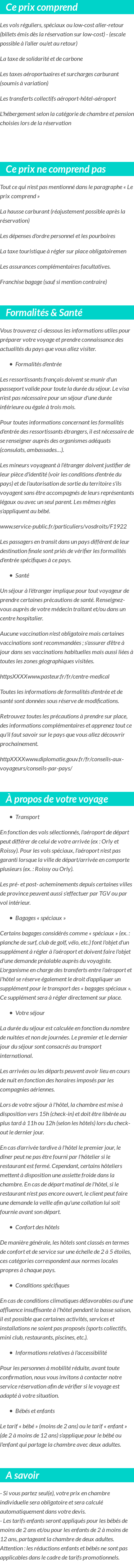 Conditions tarifaires