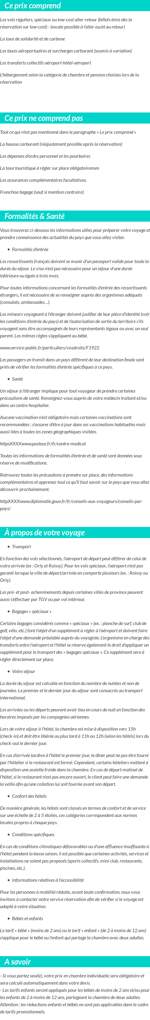 Conditions tarifaires